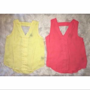 🍋Bundle of 2 sleeveless chiffon tops medium